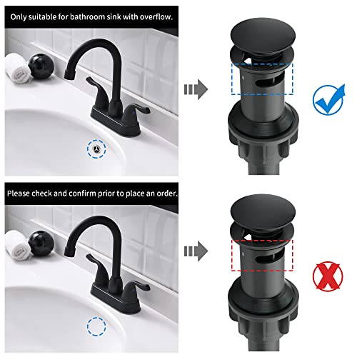 2 Handle Black Bathroom Sink Faucet - 4 Inch Centerset Faucet Bathroom 2 or 3 Hole Lavatory Faucet Bathroom Vanity Sink Faucets with Pop-up Drain and Supply Lines Matte Black - color: Black