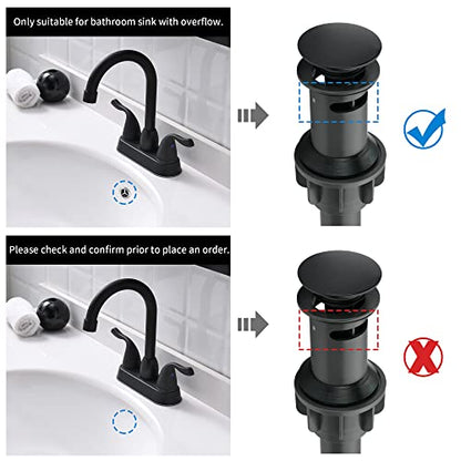 2 Handle Black Bathroom Sink Faucet - 4 Inch Centerset Faucet Bathroom 2 or 3 Hole Lavatory Faucet Bathroom Vanity Sink Faucets with Pop-up Drain and Supply Lines Matte Black - color: Black