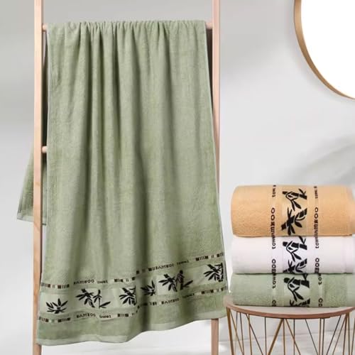 Quick Dry Bamboo Fiber Bath Sheets Soft Absorbent Thick Bath Sheets Washable Quick Drying Large Bath Towel 55.1x27.5in Lightweight - color: Green