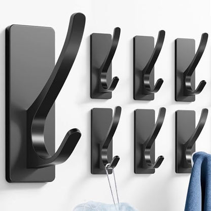 pickpiff Matt Black Self-Adhesive Hook, 13LB Hanger for Coat/Towel, 6-Pack - color: Black, size: 6 Pack