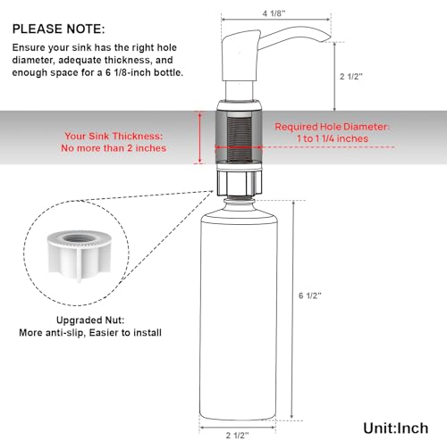 GAGALIFE Soap Dispenser for Kitchen Sink, Kitchen Sink Soap Dispenser with 17 Ounce Large Pet Soap Bottle, in Sink Soap Dispenser Refill from The Top, White - color: White