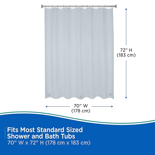 Kenney KN41438 Medium Weight 5 Gauge Waterproof PEVA Shower Curtain Liner with Rust-Resistant Metal Grommets and Weighted Magnetic Hem for Bathroom, 70" W x 72" H, Blue, 1-Pack - color: Blue, size: 70"W x 72"L (Pack of 1)