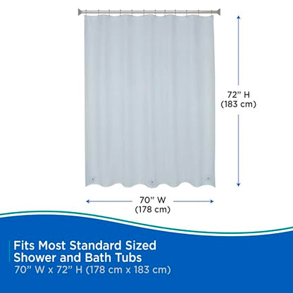 Kenney KN41438 Medium Weight 5 Gauge Waterproof PEVA Shower Curtain Liner with Rust-Resistant Metal Grommets and Weighted Magnetic Hem for Bathroom, 70" W x 72" H, Blue, 1-Pack - color: Blue, size: 70"W x 72"L (Pack of 1)