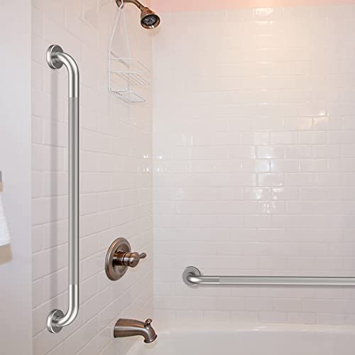 36 Inch Anti Slip Shower Grab Bar, Munzong Satin Brushed Nickel Bathroom Grab Bar, Knurled Bathroom Balance Bar,Safety Hand Rail Support Handicap Elderly Injury Senior Assist Bath Handle | Wall Mount Knurled Bathroom Balance Bar Safety Hand Rail Support H