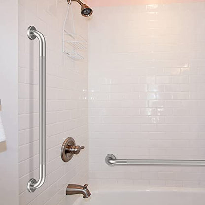 36 Inch Anti Slip Shower Grab Bar, Munzong Satin Brushed Nickel Bathroom Grab Bar, Knurled Bathroom Balance Bar,Safety Hand Rail Support Handicap Elderly Injury Senior Assist Bath Handle | Wall Mount Knurled Bathroom Balance Bar Safety Hand Rail Support H