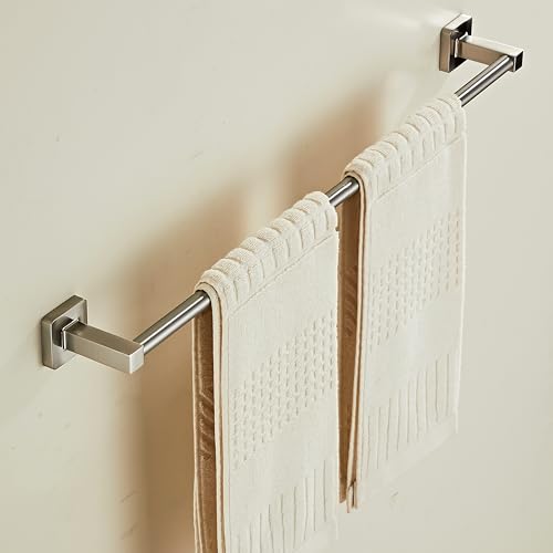 Bathroom Wall Mounted Towel Rack,24 Inch Brushed Nickel Towel Bar with Stainless Rack and Hand Towel Holder, Shower and Bath Towel Racks for Bathroom Wall(Total Length 26-Inch) - color: Brushed Nickel, size: 24In
