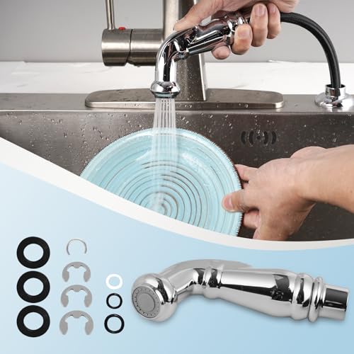 Universal Kitchen Side Sprayer Head Sink Faucet Sprayer Attachment, Chrome | NSF/ANSI/CAN 372 Certified, Compatible with Delta, Moen, Kohler and Other OEM Brands Pull Out Spray Head, Nozzle Head Only - color: Chrome, style: Nozzle Head Only