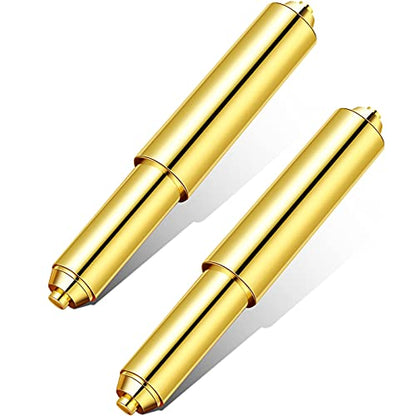 Shappy 2 Pcs Universal Toilet Paper Holder Replacement Rod Spring Loaded Plastic Retractable Paper Replacement Rod Toilet Tissue Roll Holder Insert for Bathroom Home Fixture Accessories (Gold) - color: Gold