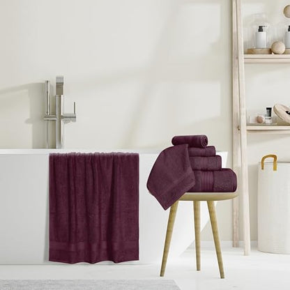 GLAMBURG Ultra Soft 8-Piece Towel Set - 100% Pure Ringspun Cotton, Contains 2 Oversized Bath Towels 27x54, 2 Hand Towels 16x28, 4 Wash Cloths 13x13 - Ideal for Everyday use, Hotel & Spa - Burgundy - color: Burgundy, size: 8 Piece Towel Set
