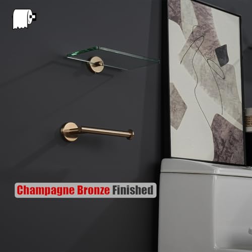 JQK Champagne Bronze Toilet Paper Holder, 5 Inch Tissue Paper Dispenser for Bathroom, 304 Stainless Steel Thick 0.8mm Wall Mount, TPH120-CB - color: Champagne Bronze, size: Knob
