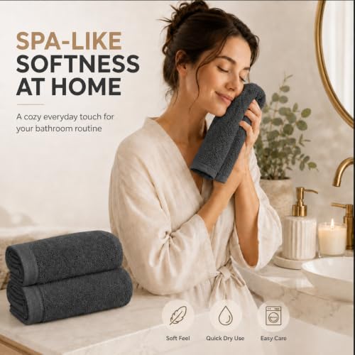 Ameri-Homes Washcloths Pack of 10, 100% Ring Spun Cotton Drak Gray | Soft Face Towel,Highly Absorbent 100% Ring Spun Cotton, 488 GSM Quick-Dry, 12.5 x 12.5 In, WashCloths for Bath Gym Spa - color: Dark Gray