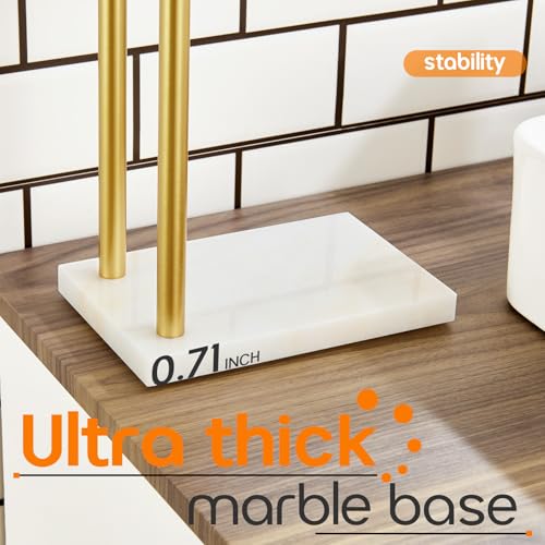 Hand Towel Bars for Bathroom Vanity Countertop 2-Tier Towel Rack Holders Stand with Heavy Marble Base Thicken Steady, Brushed Gold Stainless Steel AN7003GD - color: Brushed Gold, size: 2-Bar