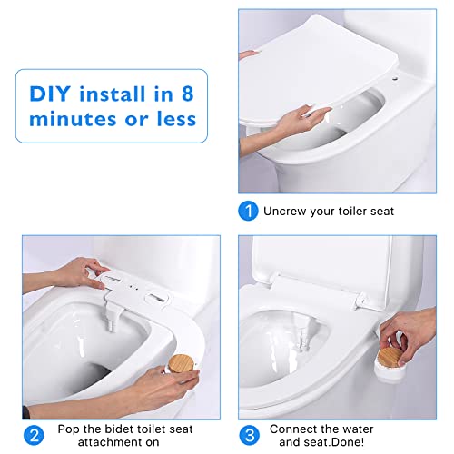 Ultra-Slim Bidet Attachment for Toilet - Dual Nozzle (Frontal & Rear Wash) with Adjustable Cold Water Pressure and Stainless Steel Inlet - Hygienic Solution for Fresh Cleanliness, Easy Install