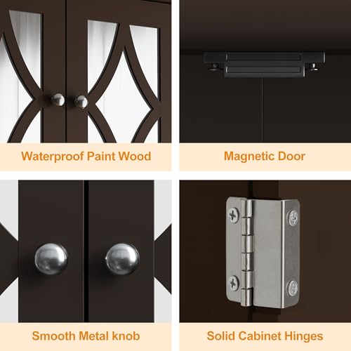 RoyalCraft Bathroom Medicine Cabinet Wall Mounted, Over the Toilet Storage Cabinet with Towel Rack and Adjustable Shelf, Large Bathroom Towel Cabinet Wall Mount 22x25 inch (Brown) - color: Brown