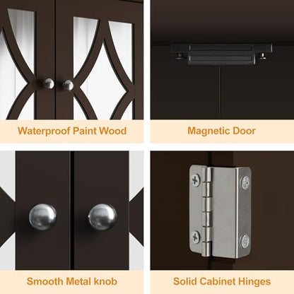 RoyalCraft Bathroom Medicine Cabinet Wall Mounted, Over the Toilet Storage Cabinet with Towel Rack and Adjustable Shelf, Large Bathroom Towel Cabinet Wall Mount 22x25 inch (Brown) - color: Brown