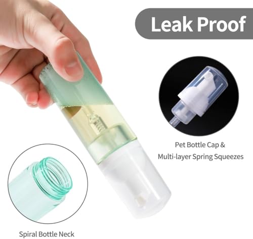 3 Pack Foam Pump Bottle Travel 60 ml/2 oz Small Size Mousse Foaming Soap Dispenser, Clear Plastic Foam Soap Dispenser Mini Empty Refillable Pump Containers (Green) - color: Green