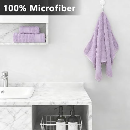 Bath Towel Set,Includes a Bath Towel, a Hand Towel, and a Hair Drying Towel | Large 3-piece Set,It is Highly Absorbent and Ideal for Home bathrooms and Similar Spaces（Purple) - color: Purple