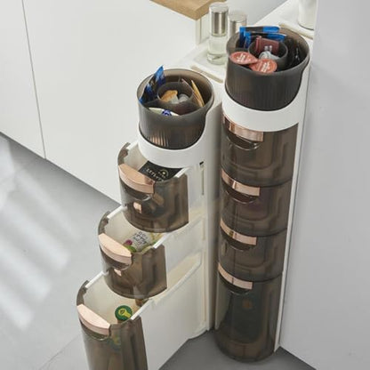 3 Tiers Bathroom Floor Cabinet with Wheels, Mobile Storage Cabinet with Large Capacity Floor Standing Narrow Storage Cabinet with Drawers for Bathroom - size: 3-Tier