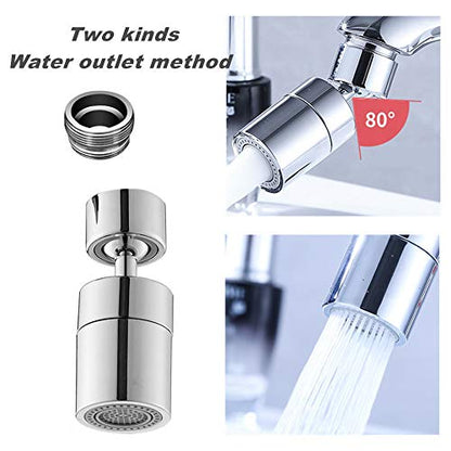 360 Degree Swivel Sink Faucet Aerator,2-FlowBig Angle Water Saving Dual Function,with Gasket Faucet Replacement Part - 55/64 Inch-27UNS Female Thread, 15/16 Inch-27UNS Male Thread Adapters (1)