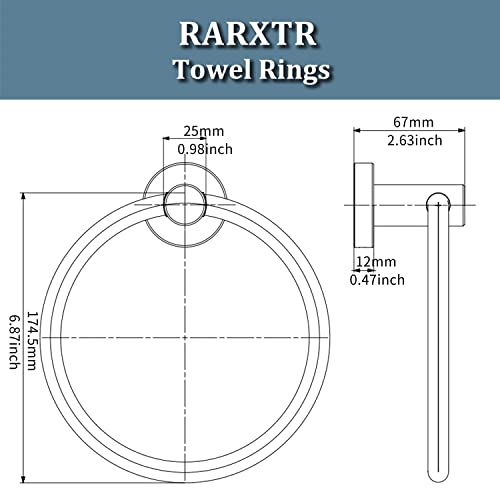 RARXTR Brushed Nickel Towel Ring, Hand Towel Holder for Bathroom Kitchen Modern Rounded Base Wall Mount SUS304 Stainless Steel - color: Brushed Steel