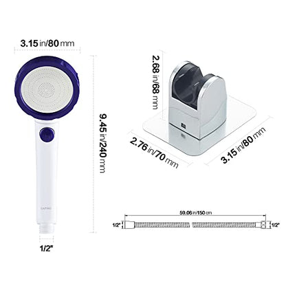 RV & Camper High Pressure Handheld Shower Head with Pause Button | 3 Spray Modes with ON/OFF Switch, Detachable Dog Shower Attachment, Pet Shower Wand with Bracket & Hose, White & Blue - color: White & Blue