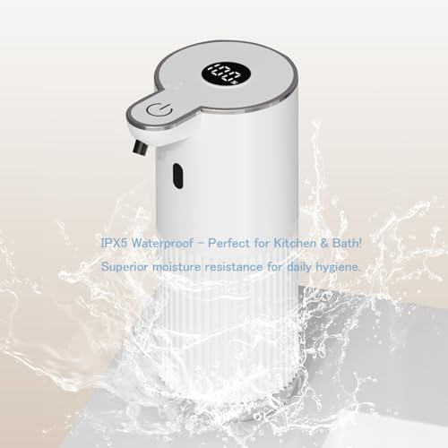 Automatic Liquid Soap Dispenser, Touchless Hands-Free, Crisp White - USB-C Rechargeable with LED Display (Battery Included), 7000 Uses, 6 Dispensing Settings, for Kitchen Bathroom, Mountable - size: Liquid