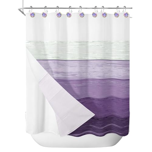 Sunlit Luxury Design Round Diamond Crystal Gem Bling with Glide Balls Double Shower Curtain Hooks, Rainbow Colorful Rust Proof Metal Rhinestones Mermaid Shower Curtain Rings for Girls-12 Pack - color: Crystal Ab With Double Hooks