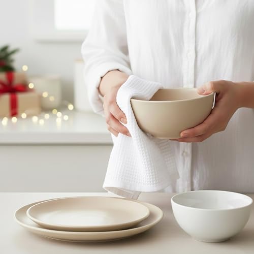 Waffle Weave Kitchen Towel, 100% Cotton - 15x25 Inches with Hanging Loop, Ultra Soft Absorbent Quick Drying Dish Cloth, Tea and Hand Towels, 4 Pack - Spring Easter Summer - White - color: White, size: 15 x 25 - 4 Pack