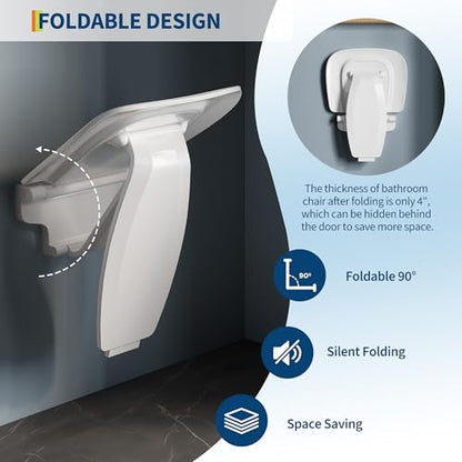 Garvee Wall Mounted Folding Shower Seat, 550 lbs Load-Bearing, Non-Slip Shower Bench, Space-Saving Design, Easy Assembly & Cleaning | Non-Slip, Space-Saving Design, Easy Assembly & Cleaning