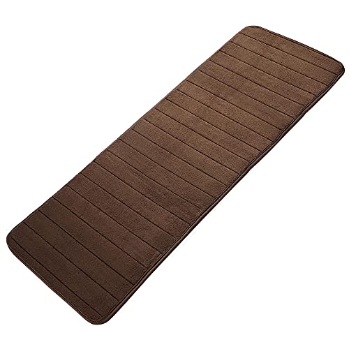 uxcell Memory Foam Bath Mat, Absorbent Runner Kitchen Rug, Soft and Comfortable Runner Floor Mat for Kitchen Bathroom Floors 24" x 63", Coffee Color - color: Coffee Color, size: 24 x 63 inches