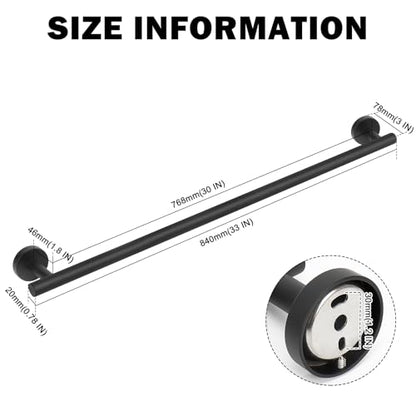 Livabber Bath Towel Bar, 304 Stainless Steel Towel Rack, Heavy Duty Towel Holder Wall Mounted for Bathroom/Kitchen, Usable Hanging Length-30 Inch, Total Length-33 Inch (Black) - color: Black, size: 33 Inch