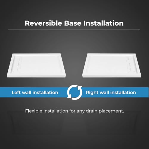 OVE Decors 54x36" Shower Base, White - size: 54 x 36, style: Side Drain