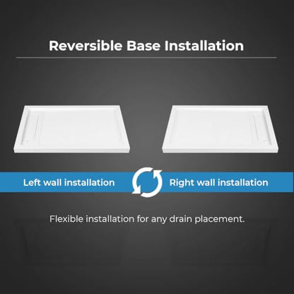 OVE Decors 54x36" Shower Base, White - size: 54 x 36, style: Side Drain