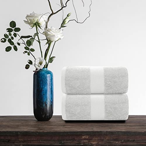 White Classic Luxury Soft Bath Sheet Towels - 650 GSM Cotton Luxury Bath Towels Extra Large 35x70 | Highly Absorbent and Quick Dry | Hotel Collection Extra Large Bath Towels Oversized, Silver, 2 Pack - color: 05: Silver