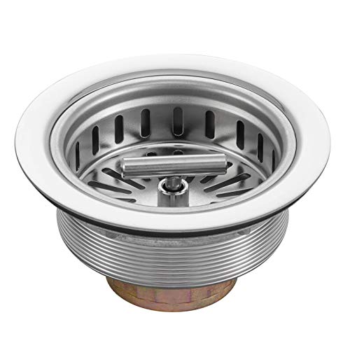 KONE 3-1/2 Inch Kitchen Sink Drain Strainer Assembly Made by All Stainless Steel with Strainer Basket/Drain Stopper, Replacement for Standard Commercial Drains - color: Polish