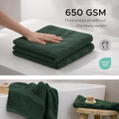 Veteran Textile LLC, Luxury Hotel & Spa, Turkish Cotton Dark Green Towels Bathroom Sets | 6 Pieces Fairfield Green Bath Towels | Soft and Absorbent Green Towel Set for Your Bathroom - color: Fairfield Green