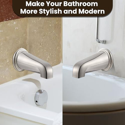 Dreyoo Tub Spout, Tub Faucet for Bathtub (Brushed Nickel,Without Diverter) | Bathroom Bathtub Faucet with Adapters, Hex Wrench, Universal Faucet for Bathtub Fits 1/2" Copper Pipe, 1/2" IPS and 3/11" IPS - color: Brushed Nickel, style: Without Diverter