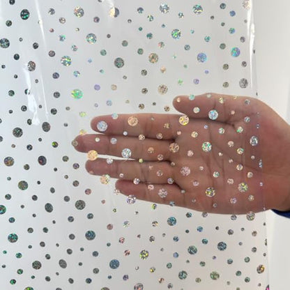 Holographic PEVA Shower Curtain Liner, Glitter Gem Pattern, 70 x 72 in | Waterproof Clear Plastic, 3 Bottom Magnets, 12 Rustproof Grommets, Color-Changing Effect, For Stalls and Tubs - color: Gem