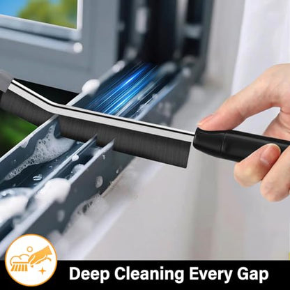 Crevice Cleaning Brush 3 Pack, Stainless Steel Bristle Support Rod, Rust-Resistant & Durable, Rounded Protective Head, Stiff Bristles for Tile Grout, Bathroom Gaps & Window Groove Brushes