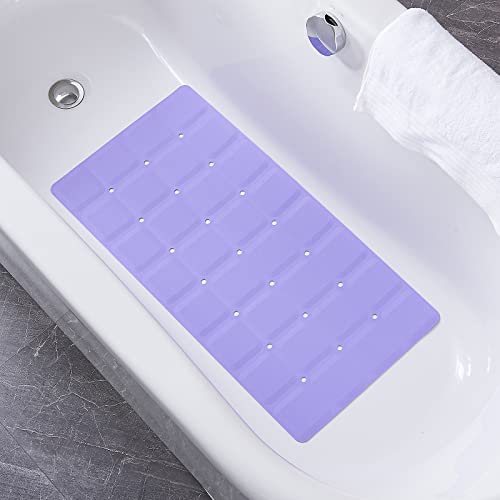 Webos Foldable Non Slip Silicon Bath Mat Bathtub mat Shower mats no Suction Cups for Textured Tub and Reglazed Tub(Foldable-Purple, 28-inch x 14-inch) - color: Foldable-purple