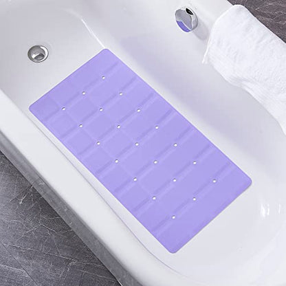 Webos Foldable Non Slip Silicon Bath Mat Bathtub mat Shower mats no Suction Cups for Textured Tub and Reglazed Tub(Foldable-Purple, 28-inch x 14-inch) - color: Foldable-purple