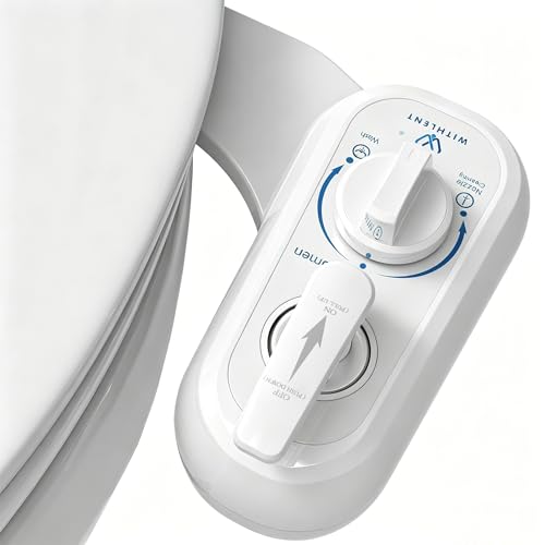Left Hand Bidet Attachment for Toilet - Control Panel on Left Side - Self-Cleaning Dual Nozzle for Front and Rear Wash,Non-Electric Adjustable Water Pressure, Water Bidet Toilet Seat Attachment - color: White handle