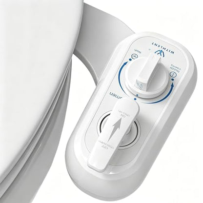 Left Hand Bidet Attachment for Toilet - Control Panel on Left Side - Self-Cleaning Dual Nozzle for Front and Rear Wash,Non-Electric Adjustable Water Pressure, Water Bidet Toilet Seat Attachment - color: White handle