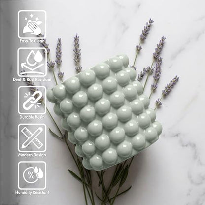 Better Trends 2-Piece Bathroom Accessory Set 400mL Refillable Soap Dispenser with Rustproof Pump 2-Slot Toothbrush for Vanity, Sink & Countertop Organization Dark Sage Nova Collection - color: Dark Sage