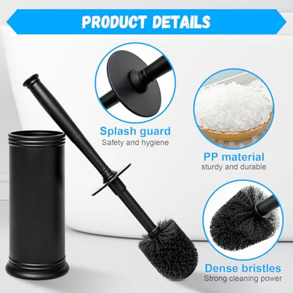 AONEZ Plastic Toilet Brush, Toilet Brush and Holder Set with Long Handle, Covered Holder and Hard Bristles, Toilet Cleaner Brush for Bathroom and Toilet Cleaning