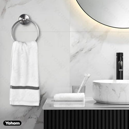 YOHOM Suction Cup Towel Ring Hand Towel Holder for Bathroom Vacuum Suction Washcloth Holder Dish Towel Hanger for Shower Wall No Drill Stainless Steel Brushed Finish, 2 PCS - color: 2 Brushed