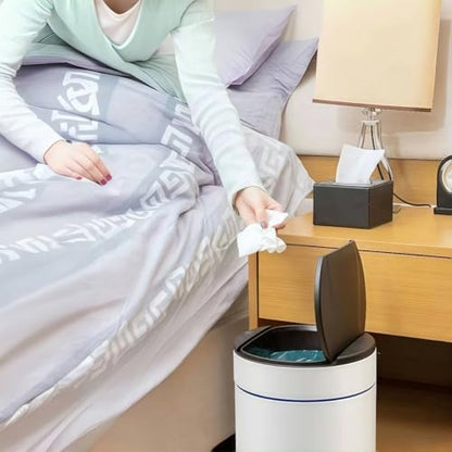 Garbage Can with Lid, Intelligent Sensor Opening (1, White) | Smart Trash Can for Living Room, Bedroom, Kitchen and Bathroom - color: White