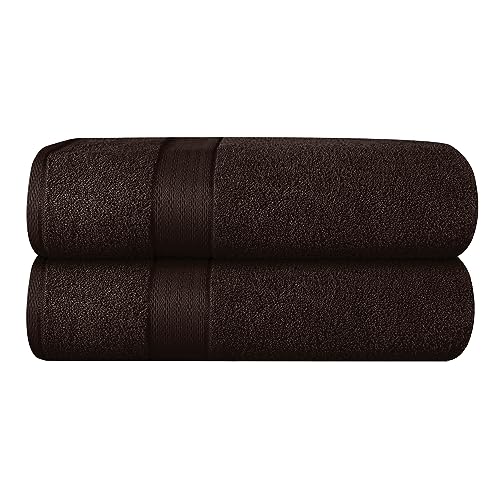 GLAMBURG 700 GSM Premium 2-Pack Oversized Extra Large Bath Sheet Set - 100% Combed Cotton - 2 Bath Sheet 35x70 - Luxury Hotel & Spa Quality - Durable Ultra Soft Highly Absorbent - Chocolate Brown - color: Chocolate Brown, size: 2 Pack 700 GSM Bathsheet