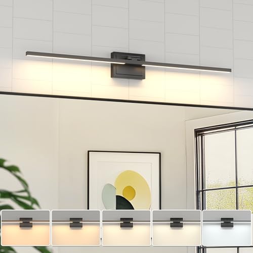 VOLISUN Bathroom Vanity Light 39.4 inch, Vanity Light Bar-ETL Certified | 5CCT Dimmable, 34W LED,Black Bathroom Light Fixture Over Mirror, For Mirror Cabinets - size: 39.4 inch