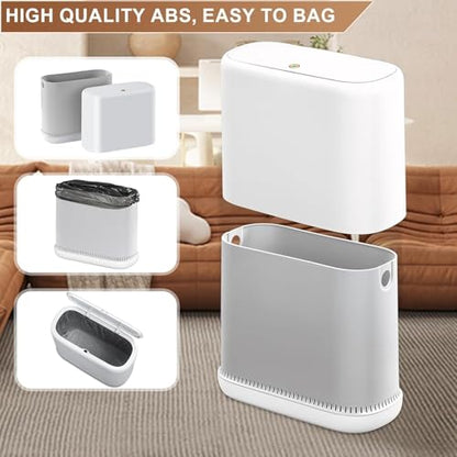 funest Bathroom Trash Cans, Garbage Can with Press Type Lid,10L Dogproof Slim Plastic Narrow Trash Bin - style: Adsorption Lid
